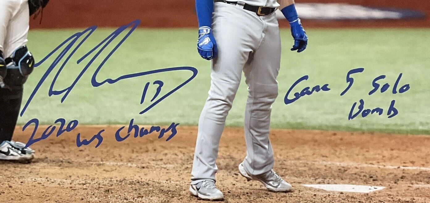 MAX MUNCY SIGNED 22X26 CANVAS "2020 WS CHAMPS, GAME 5 SOLO BOMB" INS PSA 1C89619