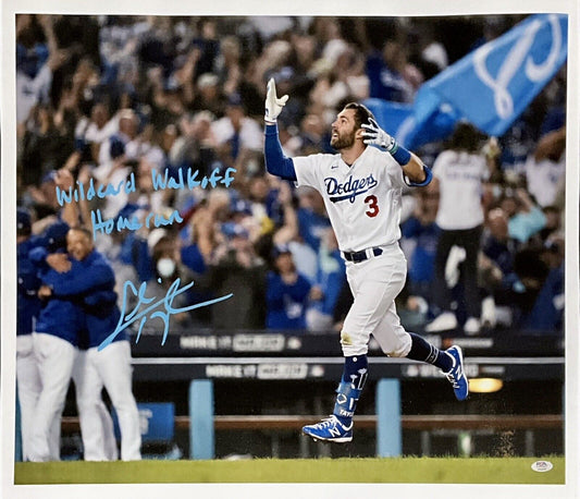 CHRIS TAYLOR DODGERS SIGNED 22X26 CANVAS "WILDCARD WALKOFF HOME RUN" PSA 2C53367