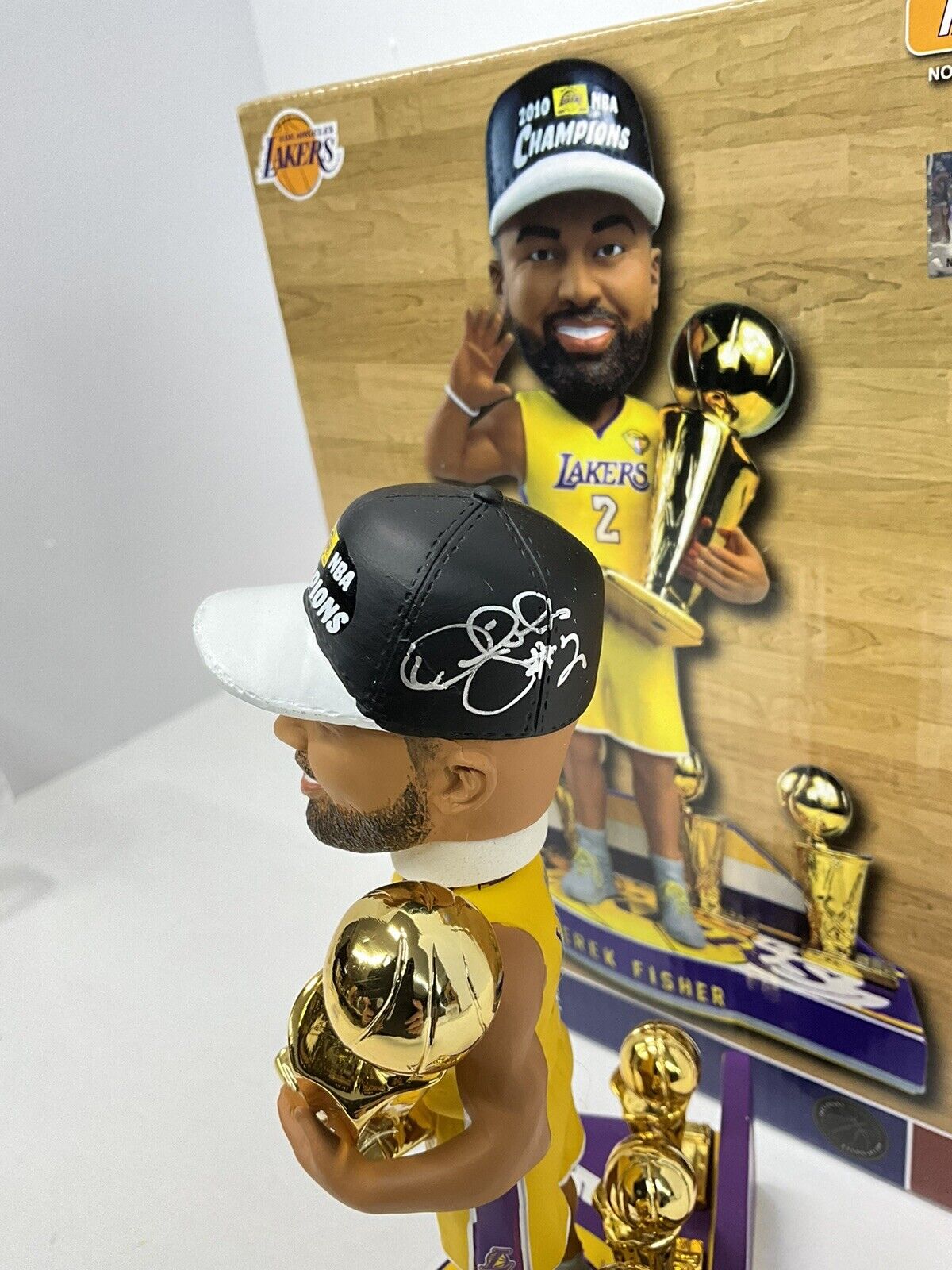 DEREK FISHER SIGNED LAKERS LIMITED FOCO BOBBLEHEAD "5X NBA CHAMP" PSA 1C61449