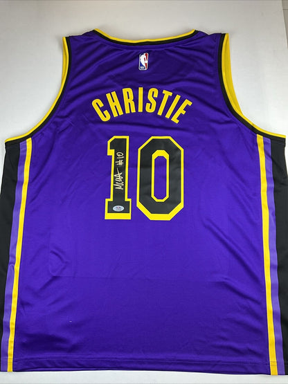 MAX CHRISTIE SIGNED LOS ANGELES LAKERS FANATICS PURPLE JERSEY PSA ITP 2C87948