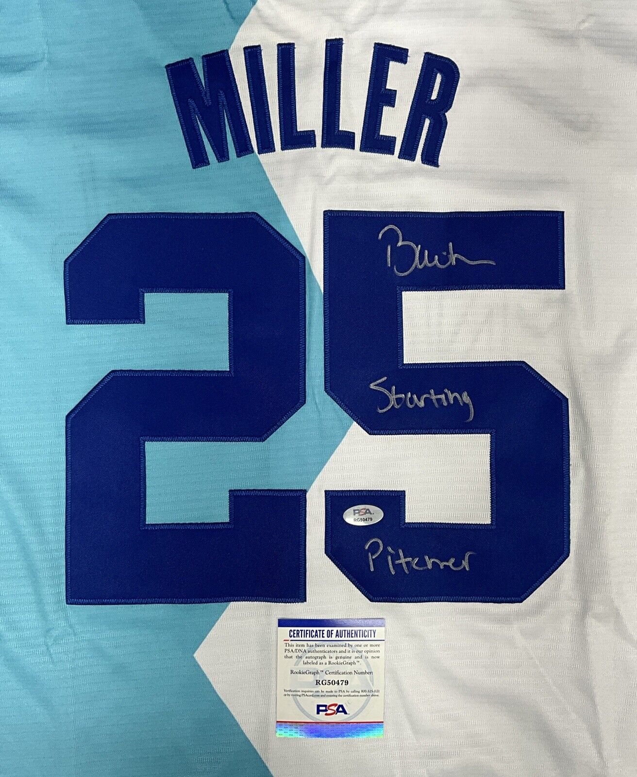 BOBBY MILLER DODGER SIGNED 2022 FUTURES GAME JERSEY STARTING PITCHER PSA RG50479