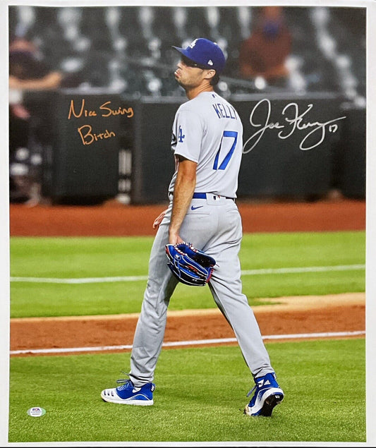 JOE KELLY SIGNED DODGERS 19X23 POUTY FACE CANVAS "NICE SWING BITCH" PSA 9A26627