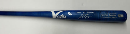 CHRIS TAYLOR DODGERS SIGNED VICTUS MODEL BLUE BAT "2020 WS CHAMPS" BAS WZ59551