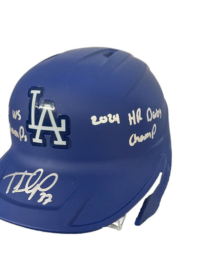 TEOSCAR HERNANDEZ SIGNED DODGERS HELMET "2024 WS CHAMPS. HR DERBY CHAMP" PSA 111