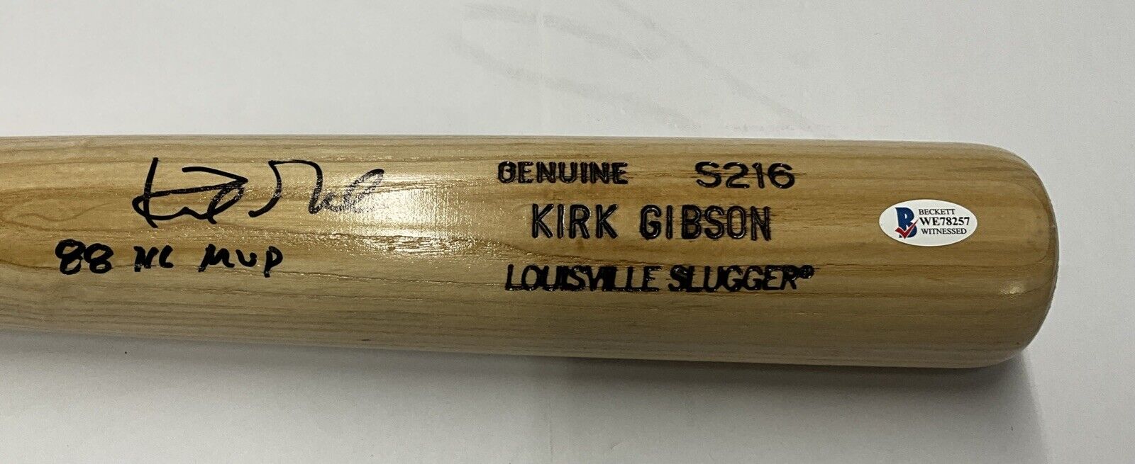 KIRK GIBSON DODGERS SIGNED LOUISVILLE SLUGGER MODEL BAT "88 NL MVP" BAS WE78257