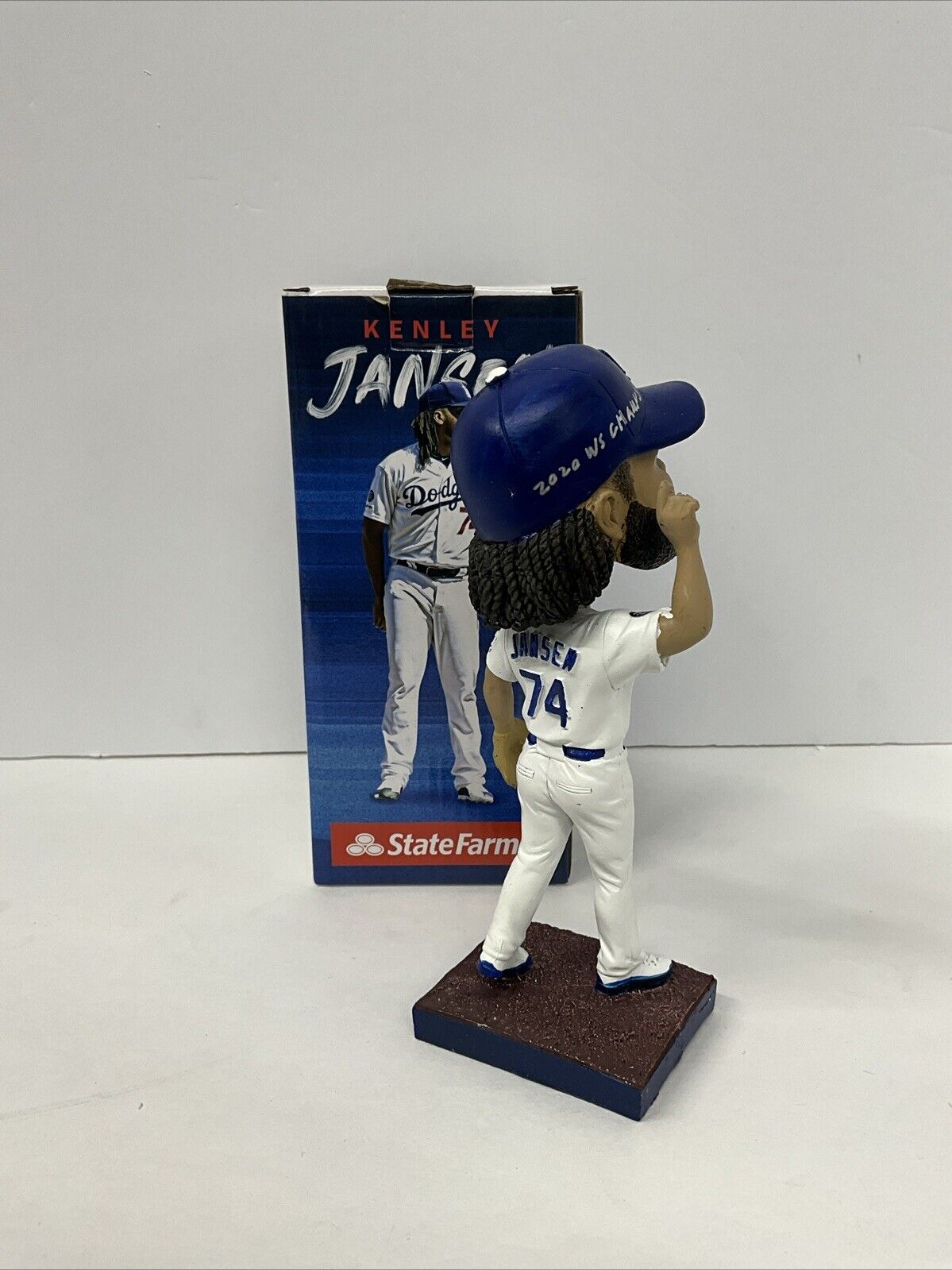 KENLEY JANSEN SIGNED DODGERS 2019 SGA BOBBLEHEAD "2020 WS CHAMPS" IN PSA 9A48400