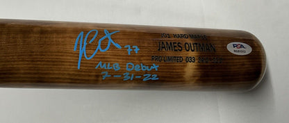 JAMES OUTMAN DODGERS SIGNED MARK LUMBER MODEL BAT "MLB DEBUT 7-31-22 PSA RG51313