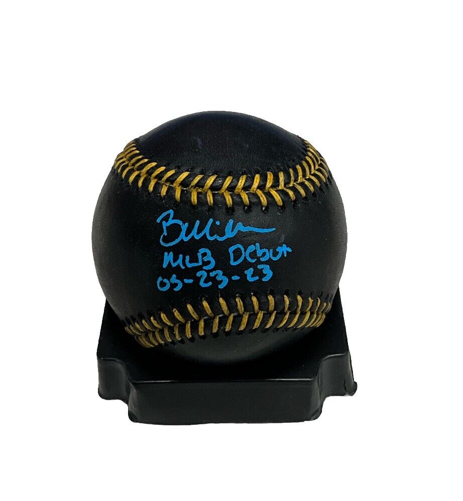 BOBBY MILLER DODGERS SIGNED BLACK BASEBALL BLUE INK  "MLB DEBUT 5/23/23" PSA