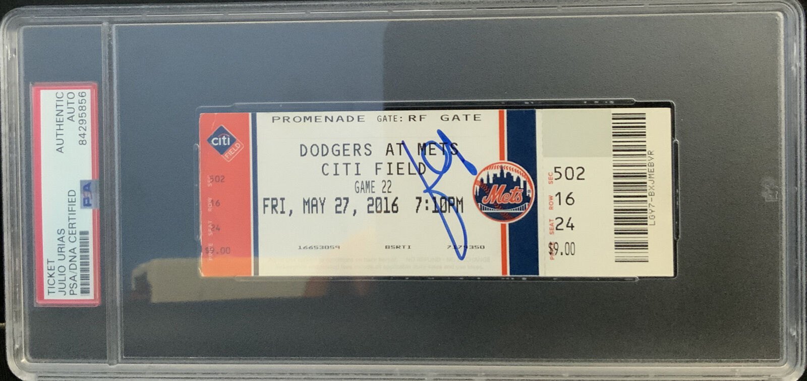 2020 W.S CHAMPION JULIO URIAS SIGNED MLB DEBUT TICKET STUB PSA SLABBED 84295856