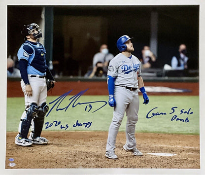 MAX MUNCY SIGNED 22X26 CANVAS "2020 WS CHAMPS, GAME 5 SOLO BOMB" INS PSA 1C89621