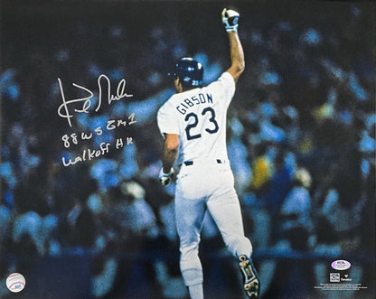 KIRK GIBSON DODGERS SIGNED 88 WS 16X20 CC PHOTO "88 WS GM 1 WALKOFF HR" PSA