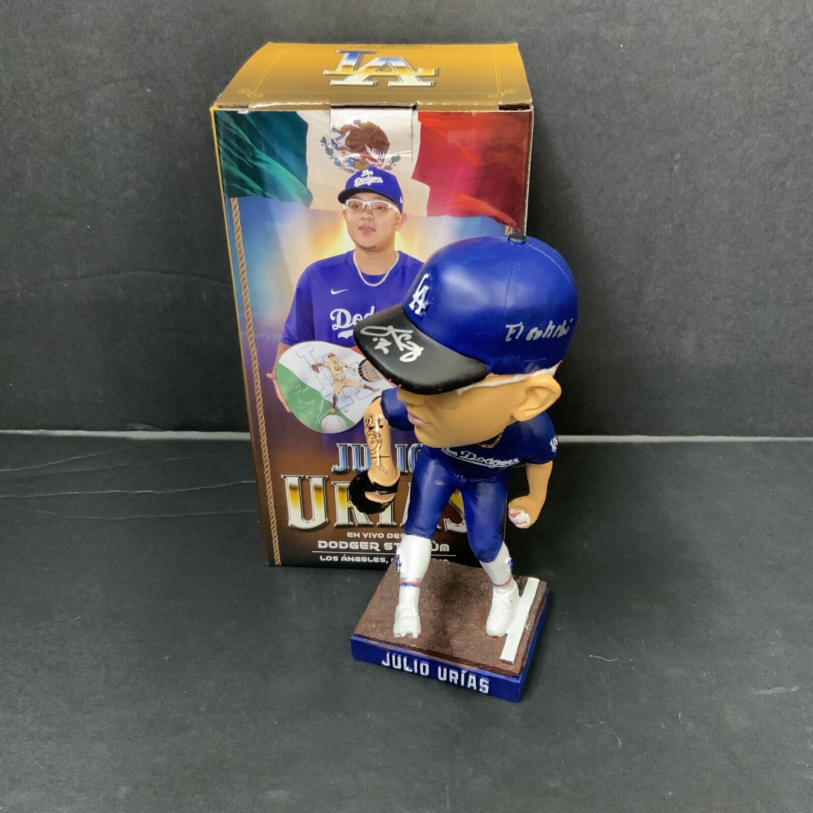 JULIO URIAS DODGERS SIGNED 2022 SGA BOBBLEHEAD "EL CULICHI" INSC BECKETT WZ59954