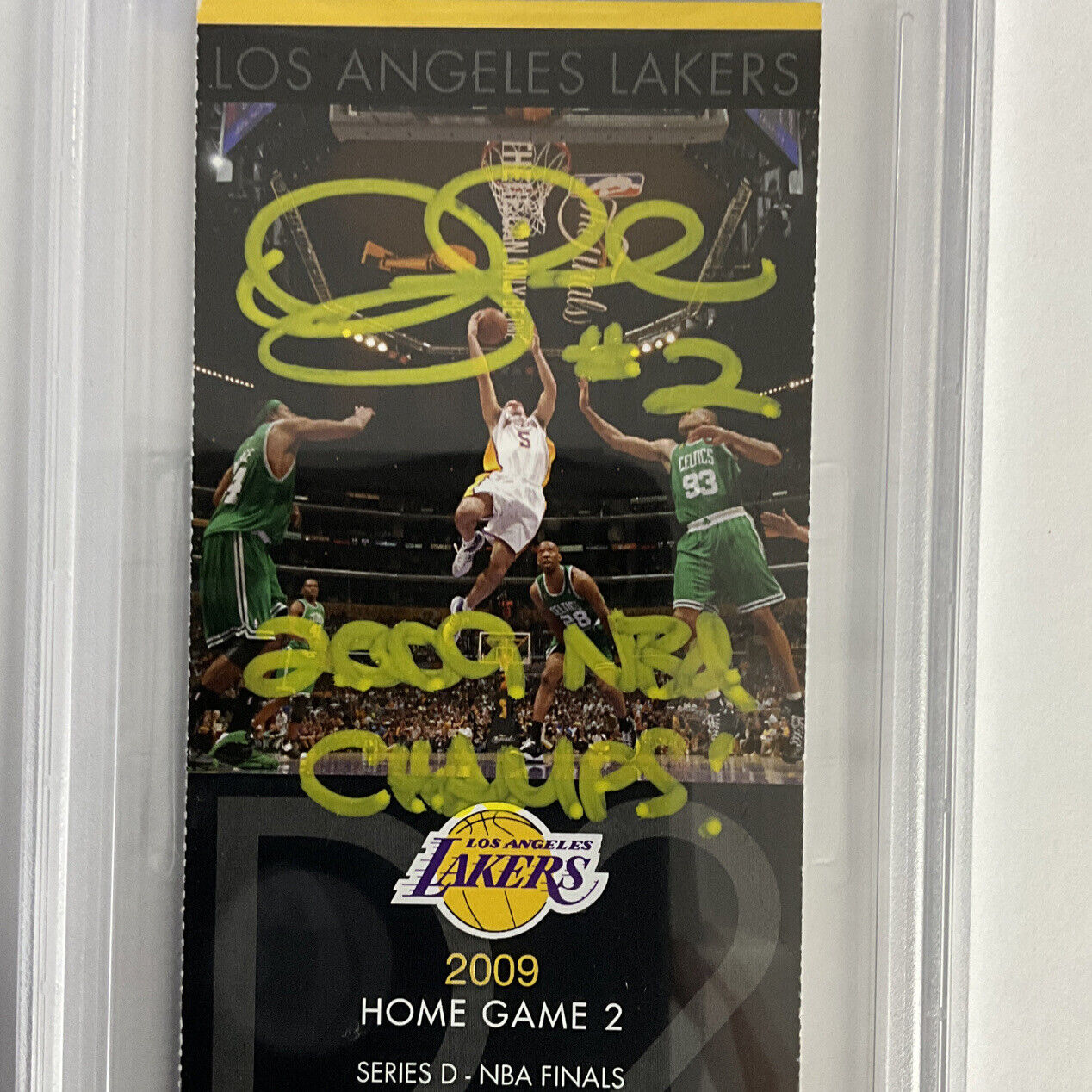 DEREK FISHER SIGNED 2009 NBA FINALS TICKET STUB "2009 NBA CHAMPS" PSA 84923853