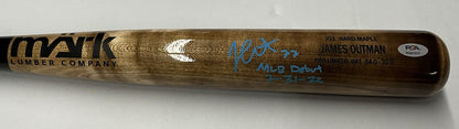 JAMES OUTMAN DODGERS SIGNED MARK LUMBER MODEL BAT "MLB DEBUT 7-31-22 PSA RG51317