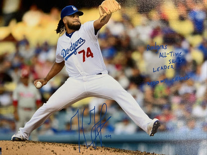 KENLEY JANSEN DODGERS SIGNED 18X22 CANVAS PRINT "2020 CHAMPS" INSC PSA AF53576