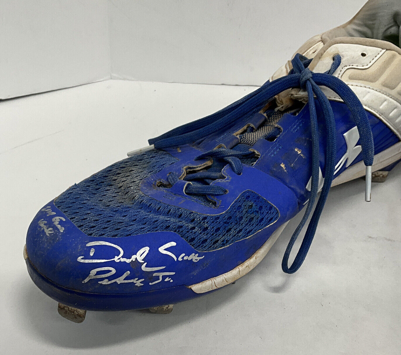 DJ PETERS DODGERS TIGERS FULL NAME SIGNED GAME USED CLEATS PSA RG29210/11