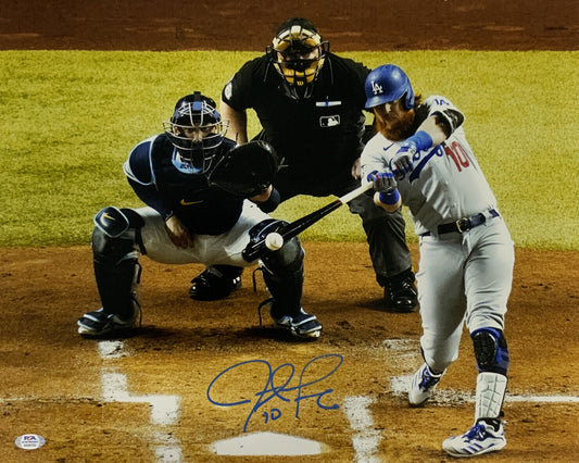 JUSTIN TURNER DODGERS SIGNED 2020 WORLD SERIES HOMERUN 16X20 PHOTO PSA WITNESS