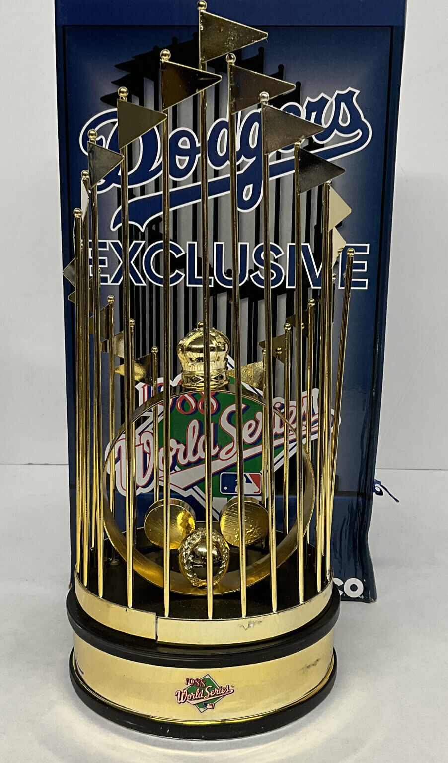 OREL HERSHISER KIRK GIBSON SIGNED DODGERS 12" 88 WORLD SERIES TROPHY PSA 9A20776