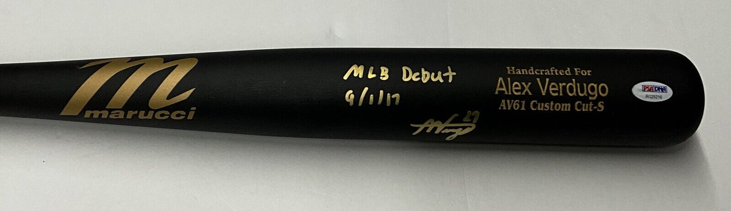 ALEX VERDUGO YANKEES SIGNED MARUCCI MODEL BAT AV61 "MLB DEBUT 9/1/17 PSA RG25216