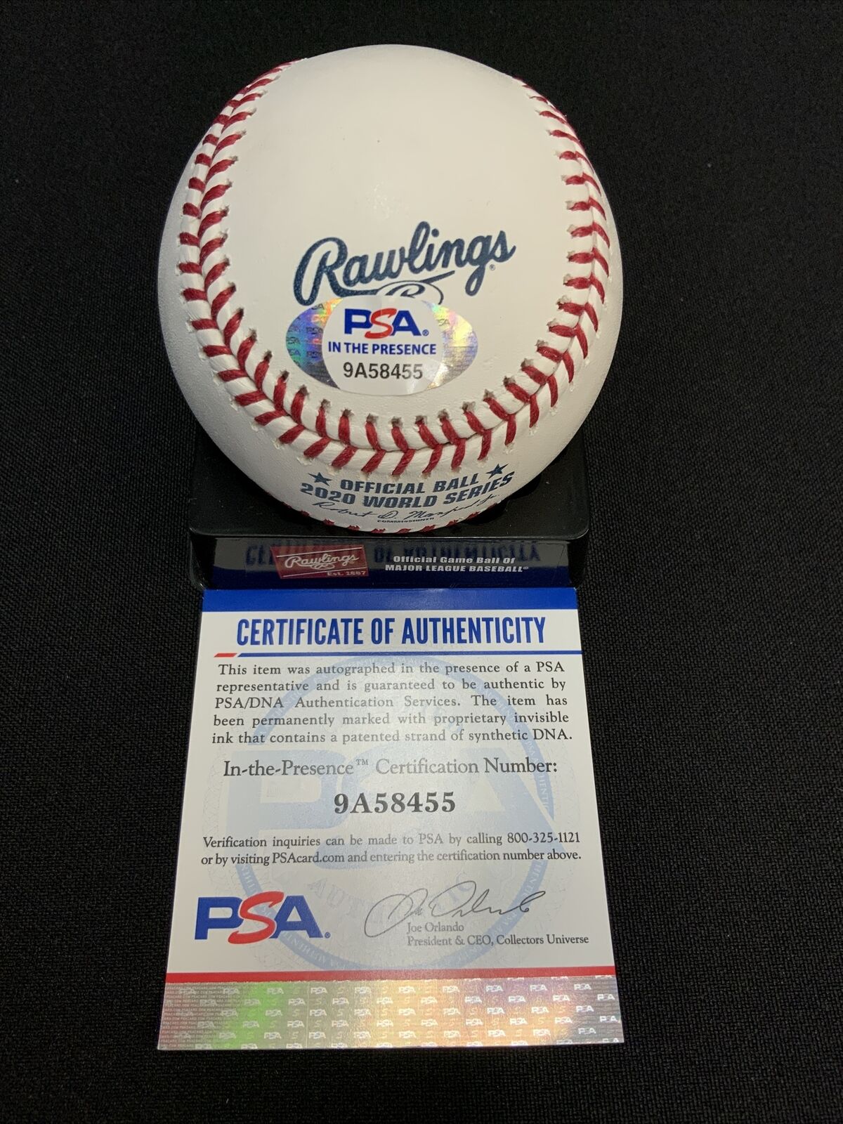 EDWIN RIOS DODGERS SIGNED 2020 WORLD SERIES BASEBALL "2020 WS CHAMP"  PSA