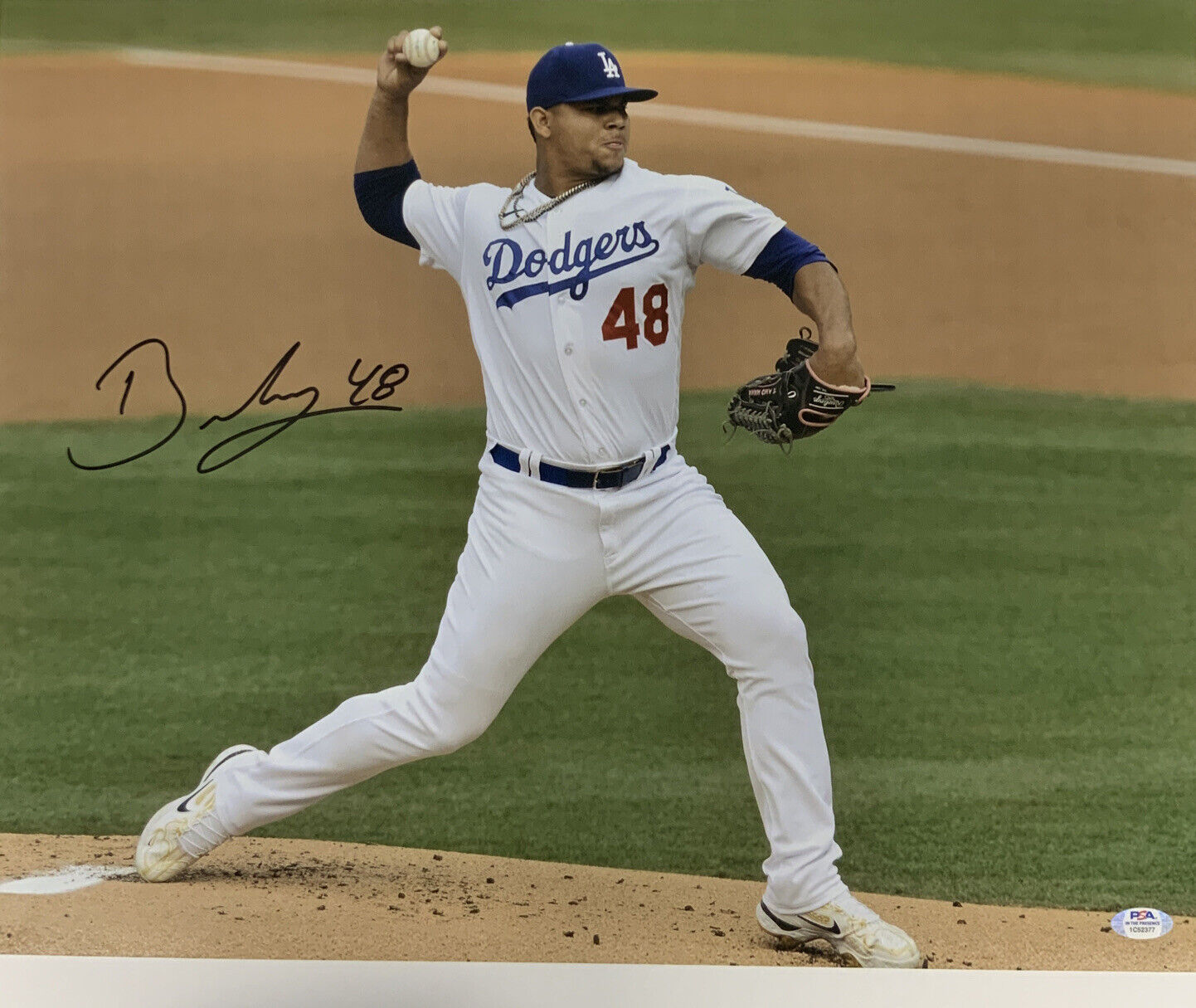 BRUSDAR GRATEROL DODGERS SIGNED 16X20 PITCHING PHOTO PSA