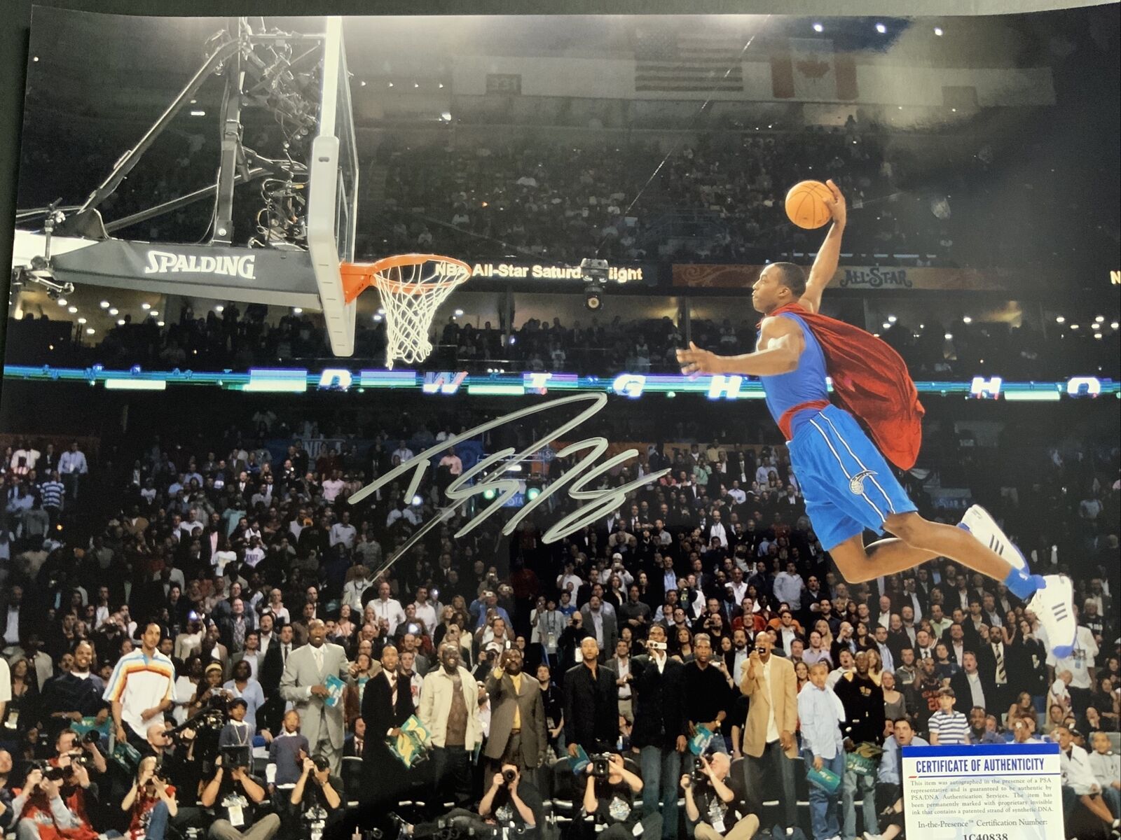 DWIGHT HOWARD ORLANDO MAGIC SIGNED 16X20 SLAM DUNK CONTEST SUPERMAN PHOTO PSA 