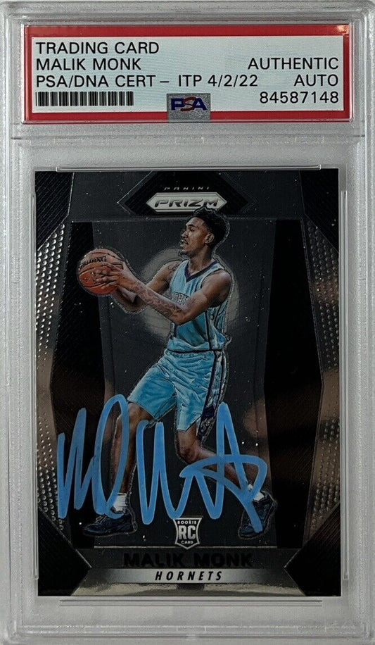 MALIK MONK SIGNED HORNETS PANINI PRIZM #233 RC PSA SLABBED ITP 84587148