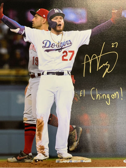 DODGERS MEXICO PHENOM ALEX VERDUGO SIGNED 24X28 CANVAS "EL CHINGON" PSA RG25242