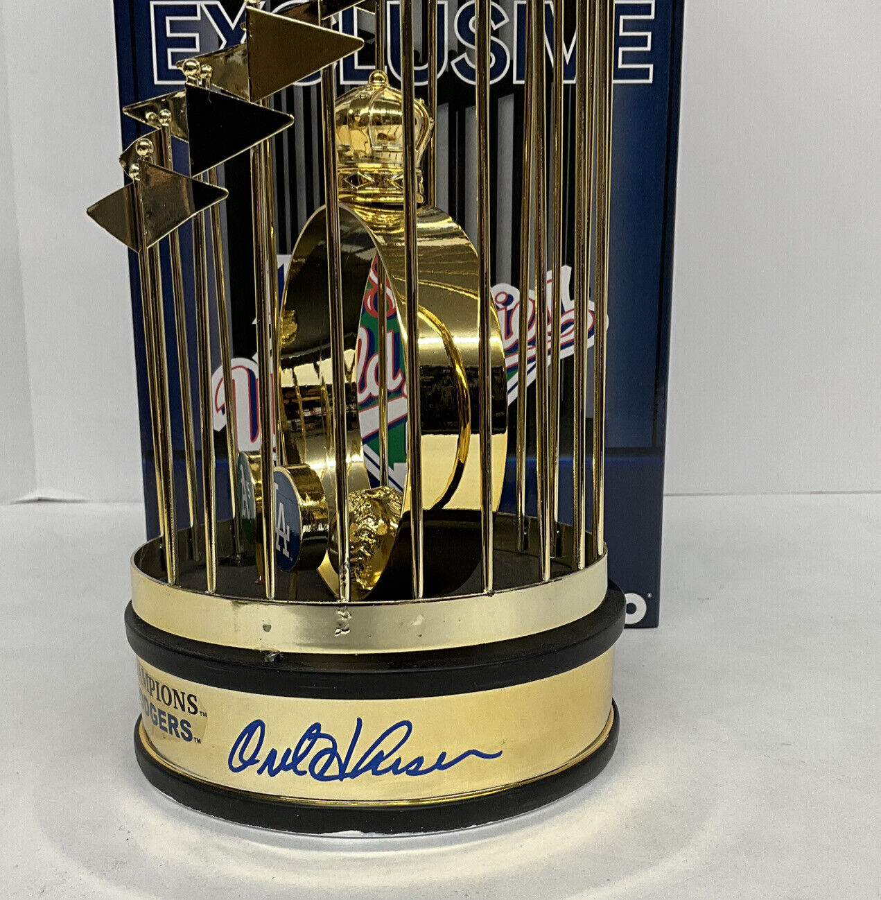 OREL HERSHISER 88 WS MVP SIGNED DODGERS 12" 1988 WORLD SERIES TROPHY PSA 9A20766