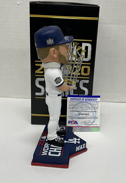 MAX MUNCY DODGERS SIGNED FOCO CHAMPIONSHIP BOBBLEHEAD "2020 WS CHAMP PSA 9A67982