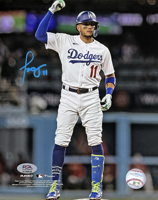 MIGUEL ROJAS DODGERS SIGNED 8X10 CHOO CHOO CELEBRATION PHOTO PSA WITNESS