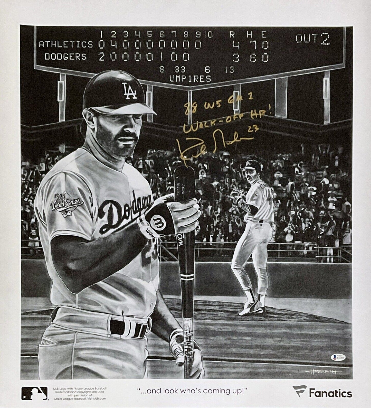 KIRK GIBSON SIGNED 22X24 LIMITED ART PRINT CANVAS "88 WS WALKOFF HR" BAS WE78161