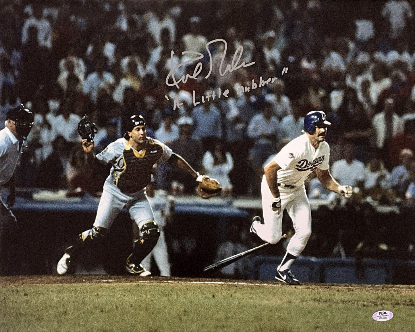 KIRK GIBSON DODGERS SIGNED 88 WORLD SERIES 16X20 PHOTO "A LITTLE NUBBER" INS PSA