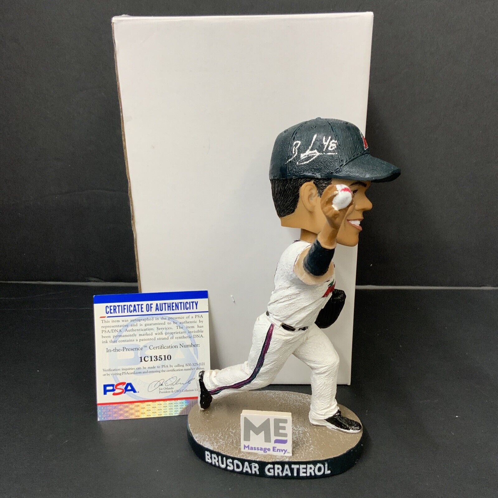 BRUSDAR GRATEROL DODGERS SIGNED MIRACLE MIGHTY MUSSELS BOBBLEHEAD PSA 1C13510