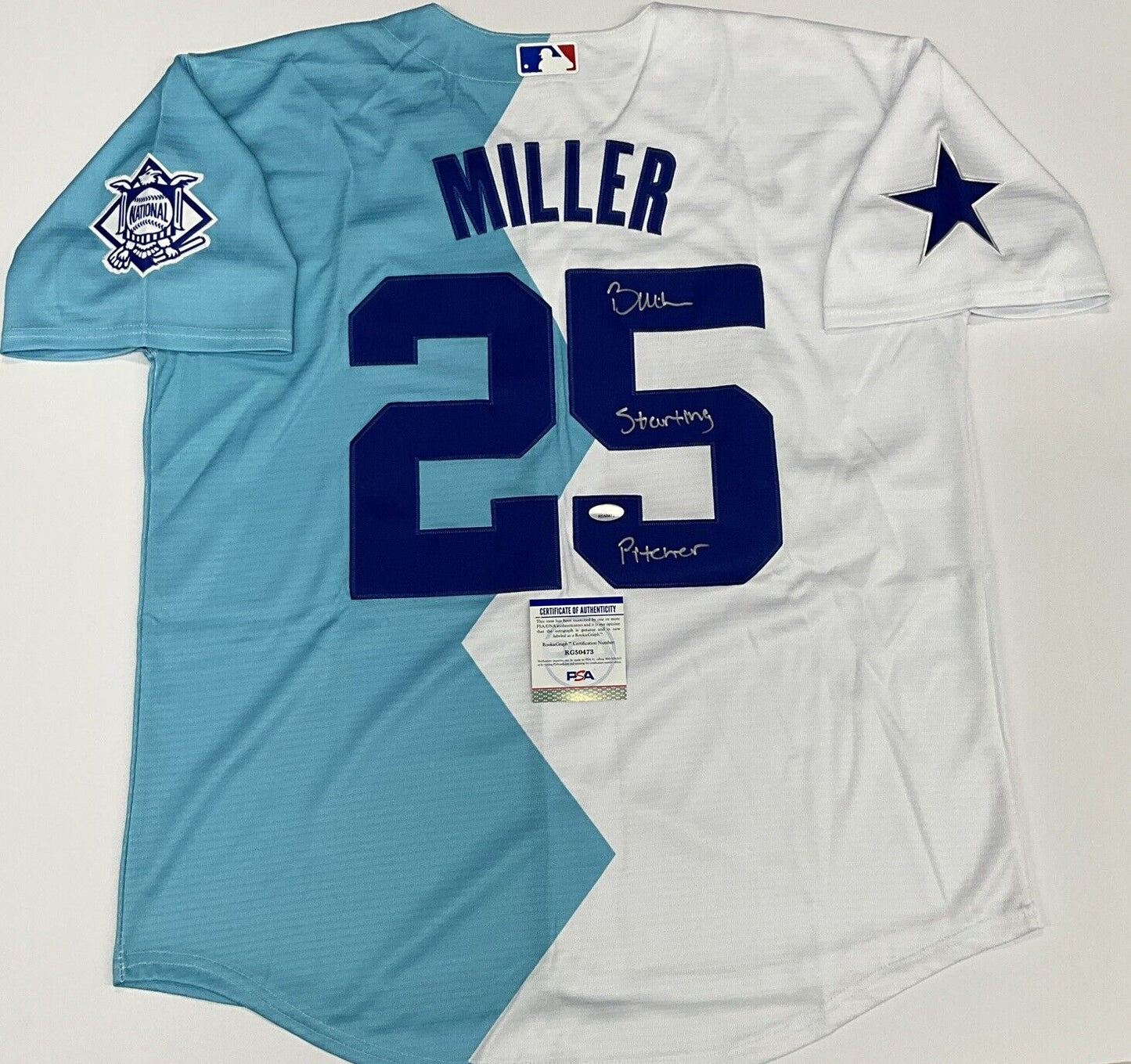 BOBBY MILLER DODGER SIGNED 2022 FUTURES GAME JERSEY STARTING PITCHER PSA RG50473