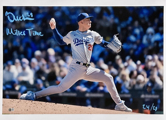 24/28 BOBBY MILLER DODGERS SIGNED 20X30 CANVAS PRINT "MILLER TIME" BECKETT ITP