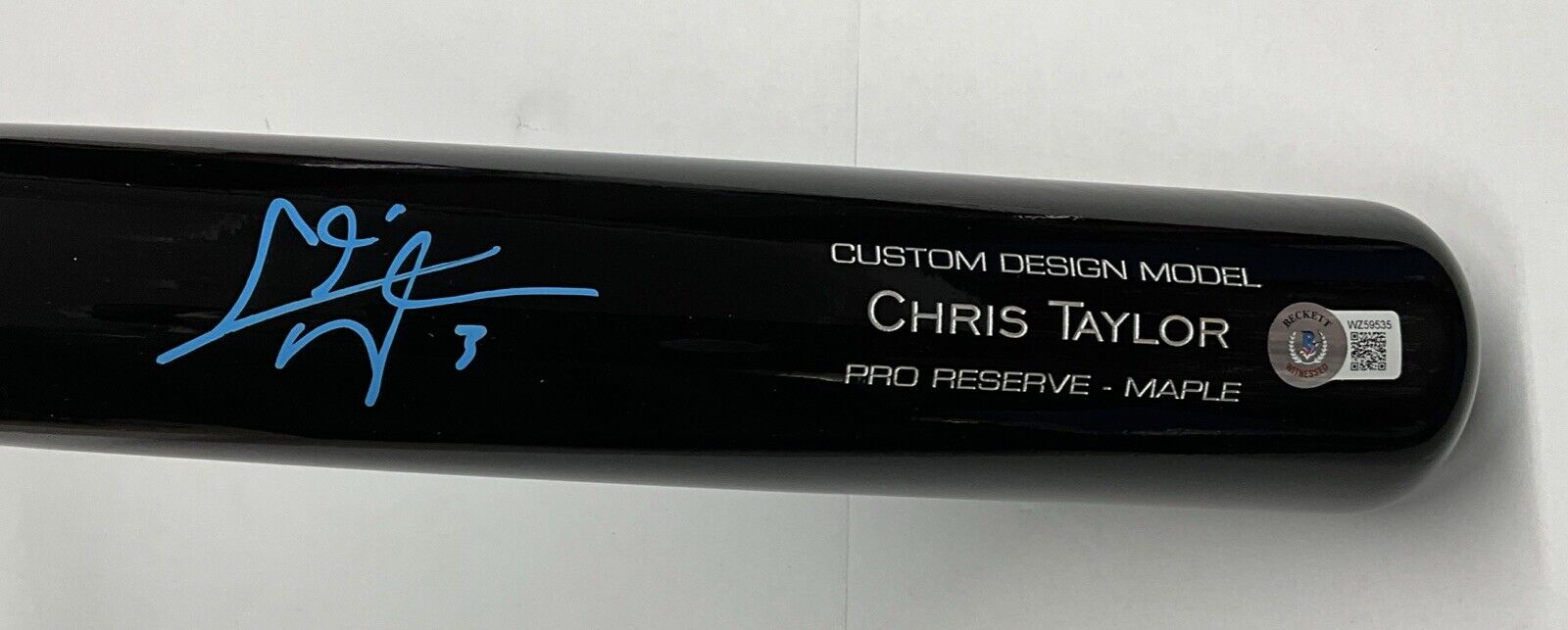 CHRIS TAYLOR DODGERS SIGNED VICTUS GAME MODEL CUSTOM BLACK BAT BAS ITP WZ59535