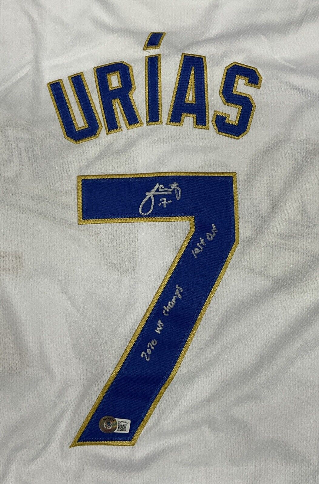 JULIO URIAS SIGNED 2020 CHAMPIONS JERSEY "2020 WS CHAMPS LAST OUT" BAS WZ59912