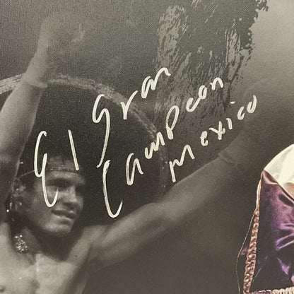 JULIO CESAR CHAVEZ SIGNED 30X40 STRETCHED LE CANVAS MULTIPLE INSCRIP BAS W210362