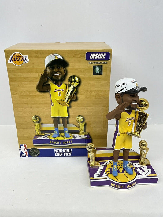 ROBERT HORRY SIGNED LAKERS FOCO /216 BOBBLEHEAD 00,01,02 CHAMPS" INS BAS W128245