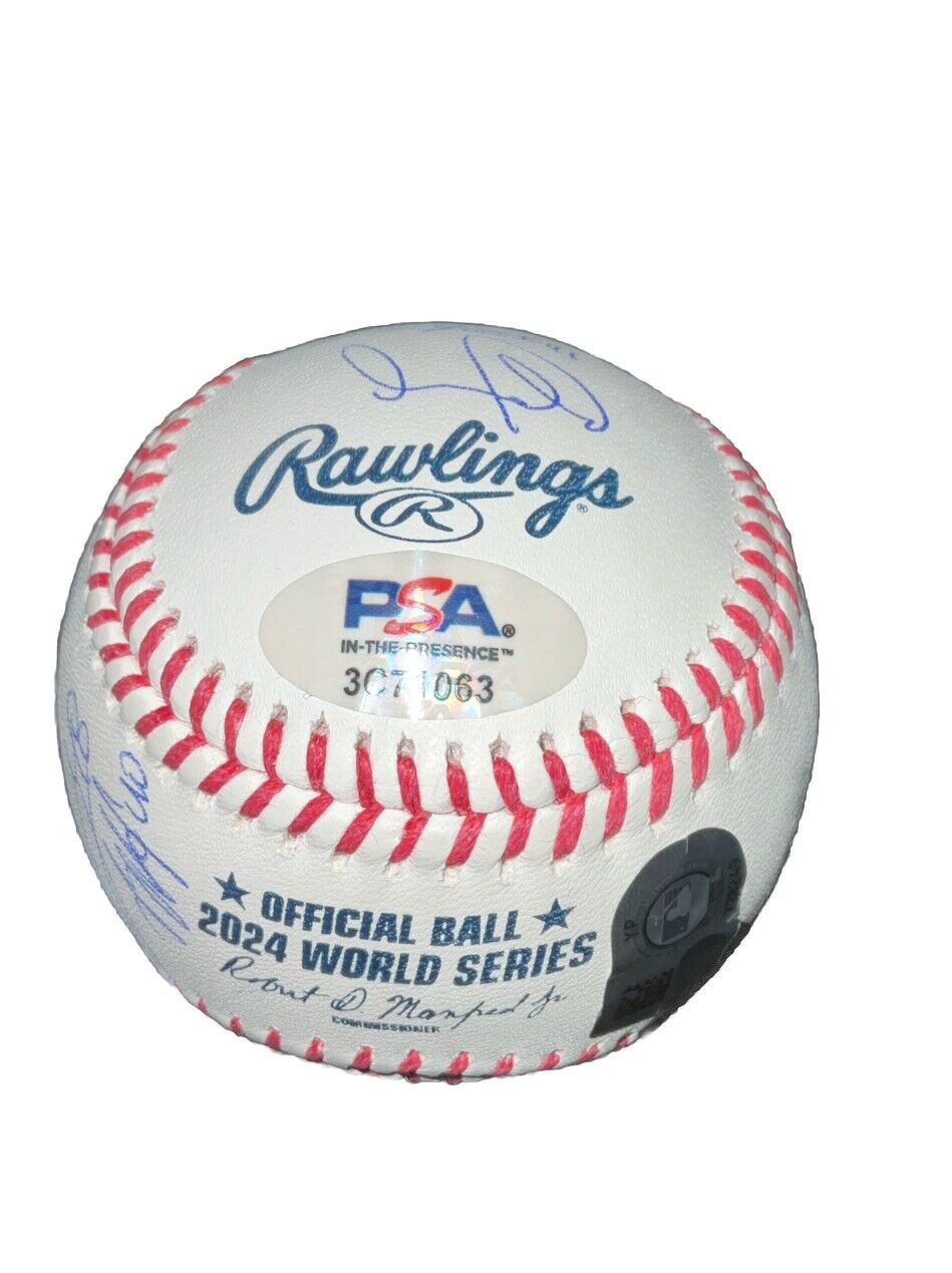 DODGERS SIGNED 2024 WORLD SERIES BALL 17 AUTOS FREEMAN TEO MUNCY BUEHLER PSA 063