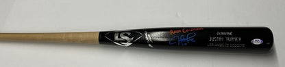 JUSTIN TURNER DODGERS SIGNED LOUISVILLE SLUGGER BAT "ROJO CHINGON" PSA 9A87956