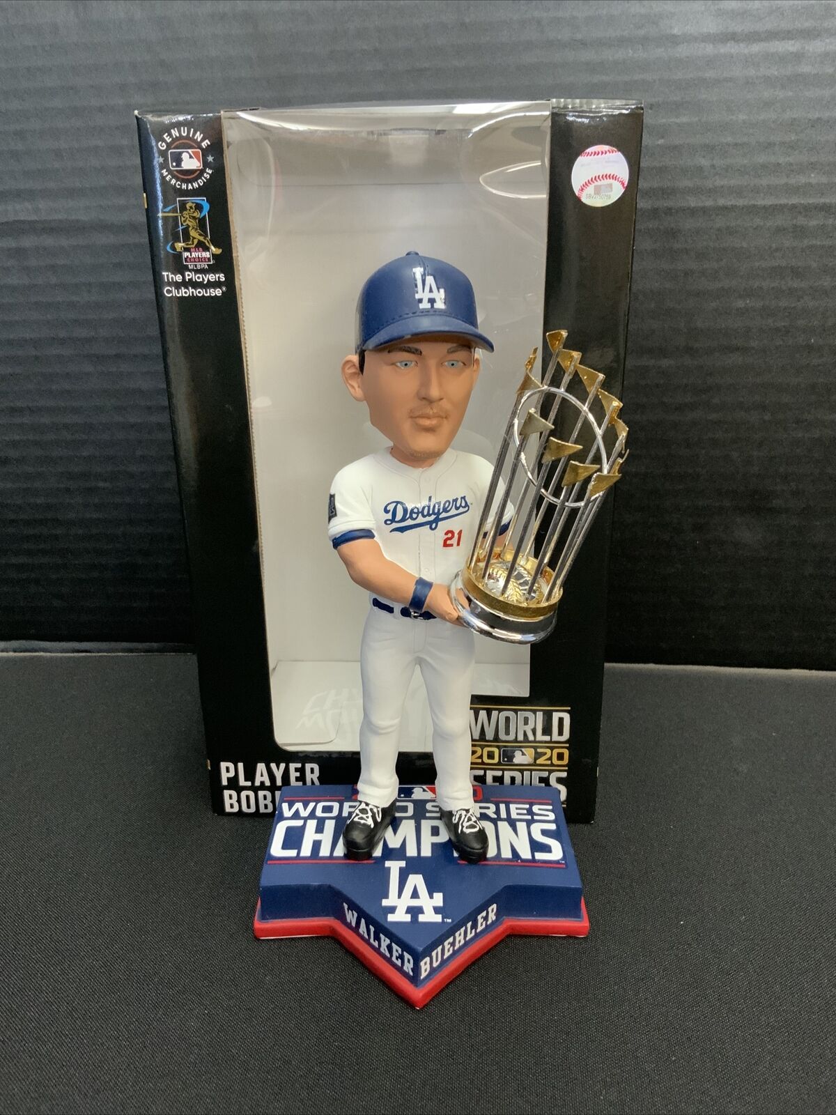 WALKER BUEHLER DODGERS SIGNED FOCO 2020 WS CHAMPIONSHIP BOBBLEHEAD WK 30256