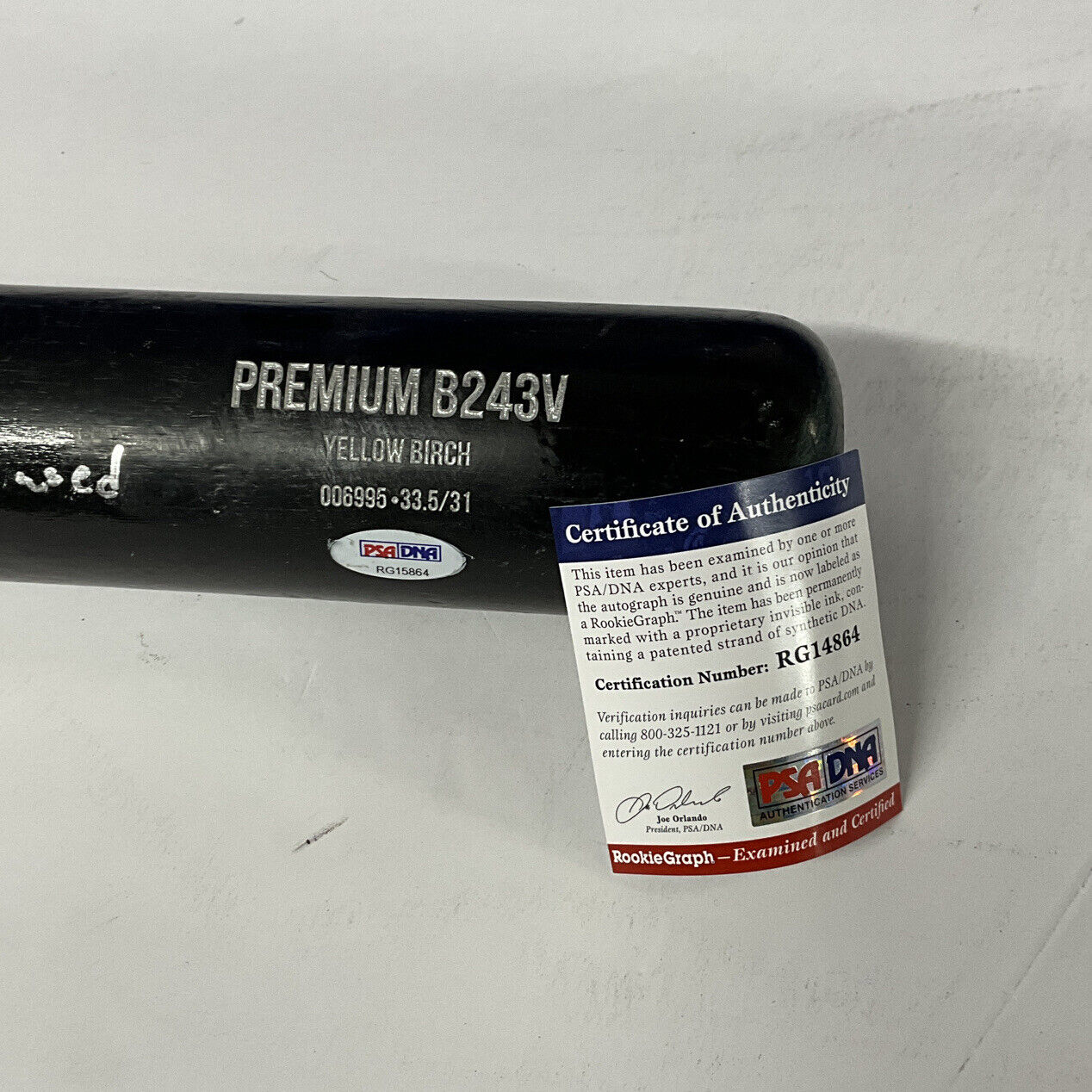 EDWIN RIOS DODGERS 2020 WS CHAMPION SIGNED BIRCH 45 GAME USED BAT PSA RG15864