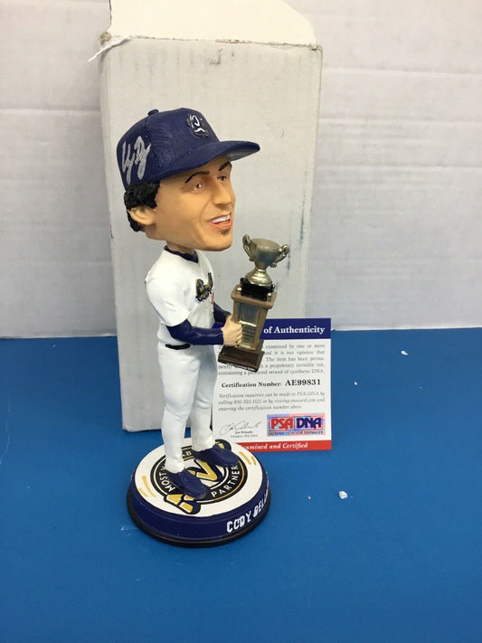 CODY BELLINGER DODGERS 2017 NL ROY SIGNED QUAKES 2016 MVP BOBBLEHEAD PSA AE99831