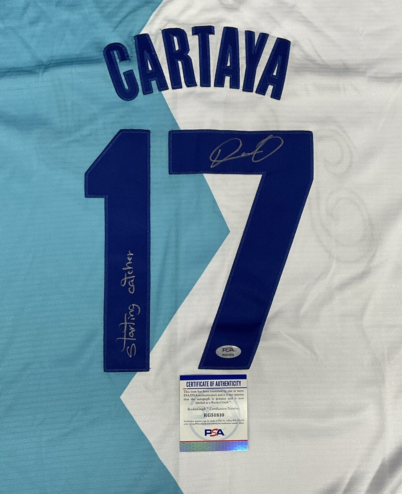 DIEGO CARTAYA DODGER SIGNED 22 FUTURES GAME JERSEY STARTING CATCHER PSA RG51810