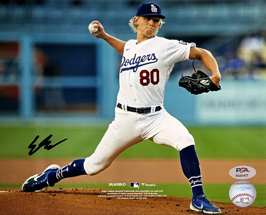 EMMETT SHEEHAN DODGERS SIGNED MLB DEBUT VS GIANTS 8X10 PHOTO BLACK PSA WITNESS