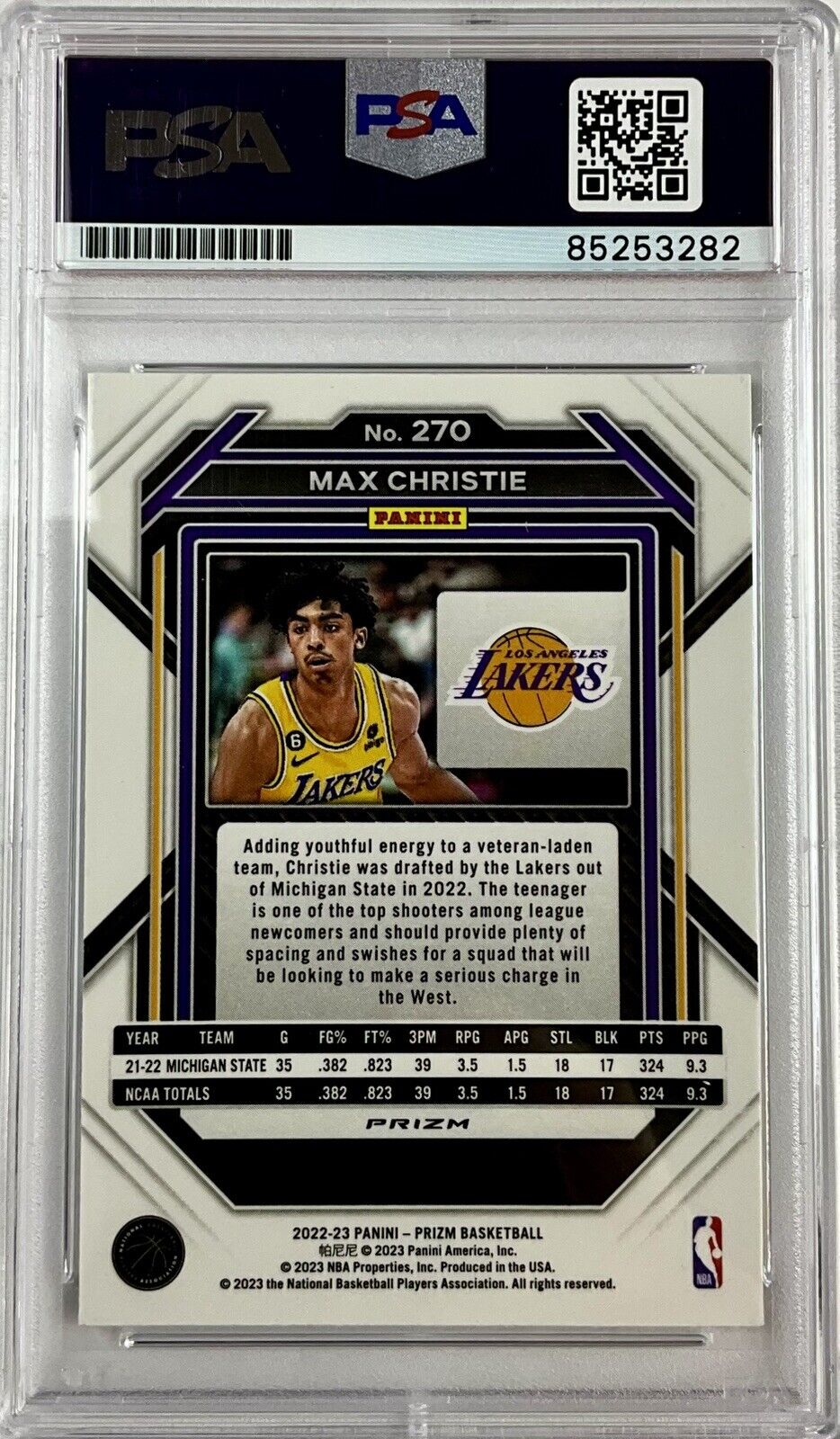 MAX CHRISTIE SIGNED LAKERS CRACKED ICE PANINI PRIZM 270 RC PSA ITP 85253282