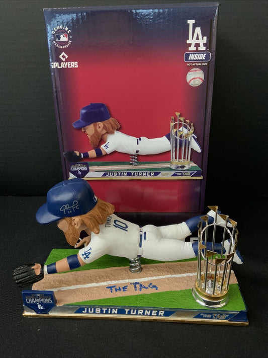 JUSTIN TURNER DODGERS SIGNED 2020 WS BOBBLEHEAD "THE TAG " BECKETT WK50389