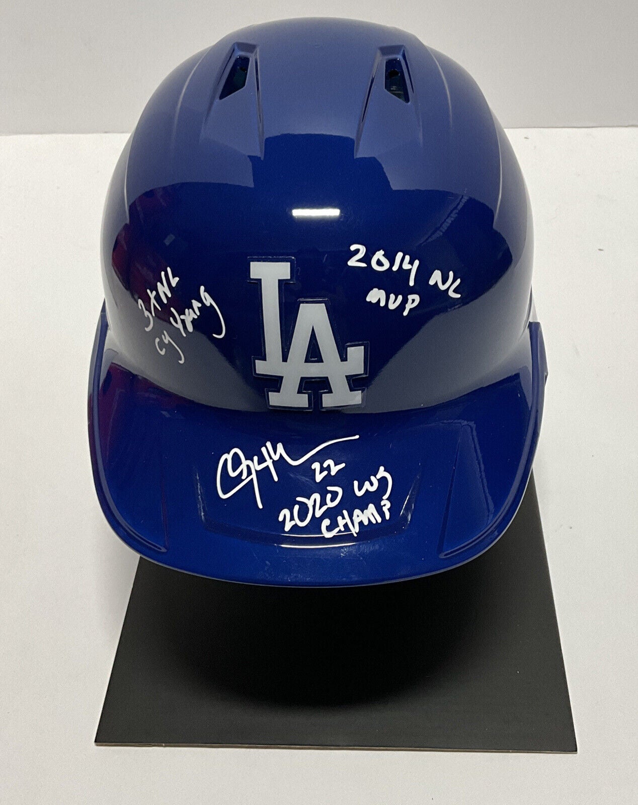 CLAYTON KERSHAW SIGNED FULL SIZE DODGERS HELMET 3 INSCRIPTIONS RARE BAS W341037